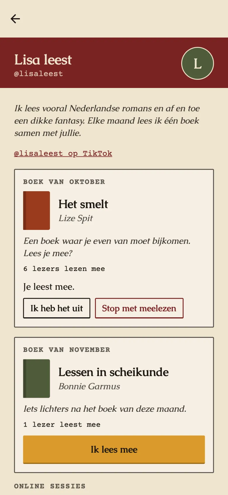 Een lezer leest mee met het boek van oktober en ziet hoeveel lezers meelezen